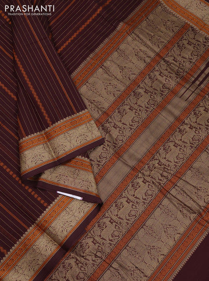 Kanchi cotton saree deep maroon with allover thread weaves and thread woven border