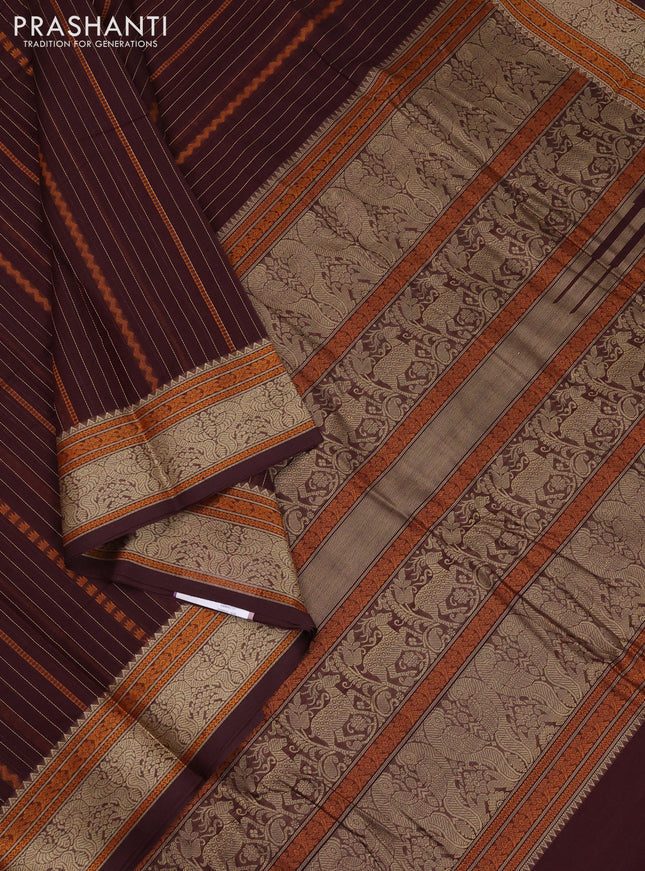 Kanchi cotton saree deep maroon with allover thread weaves and thread woven border