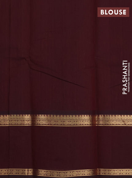 Kanchi cotton saree deep maroon with allover zari strip pattern and rettapet zari woven border