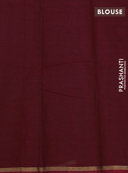 Kanchi cotton saree maroon with allover zari checks & buttas and zari piping border