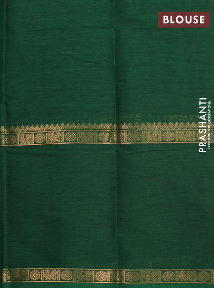 Kanchi cotton saree green with allover thread checks &1000 buttas and long rettapet zari woven border