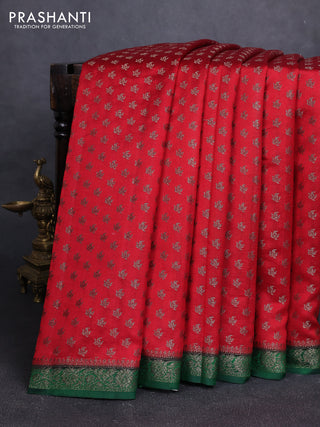 Chiniya silk saree maroon and green with allover thread & zari woven buttas and woven border