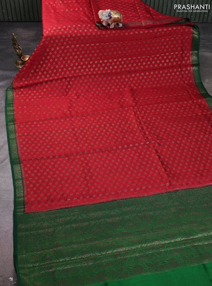 Chiniya silk saree maroon and green with allover thread & zari woven buttas and woven border