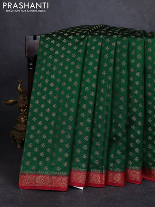 Chiniya silk saree green and maroon with allover thread & zari woven buttas and woven border