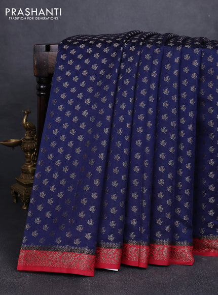 Chiniya silk saree navy blue and maroon with allover thread & zari woven buttas and woven border