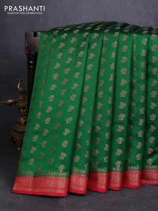 Chiniya silk saree green and maroon with allover thread & zari woven buttas and woven border