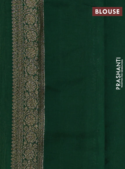 Chiniya silk saree mustard yellow and green with allover thread & zari woven buttas and woven border