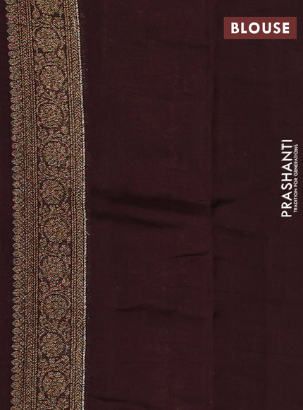 Chiniya silk saree mehendi green and coffee brown with allover thread & zari woven buttas and woven border