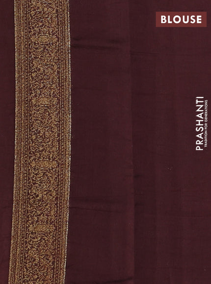 Chiniya silk saree mehendi green and coffee brown with allover thread & zari woven buttas and woven border