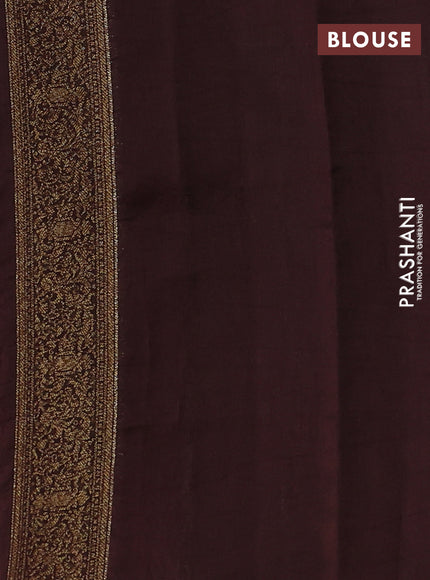Chiniya silk saree orange and coffee brown with allover thread & zari woven buttas and woven border