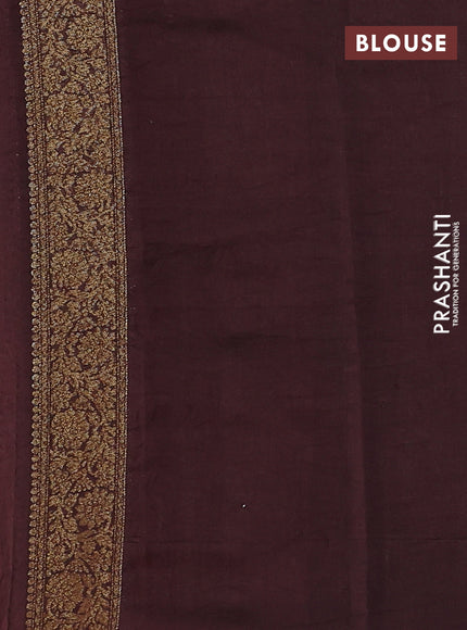 Chiniya silk saree orange and coffee brown with allover thread & zari woven buttas and woven border