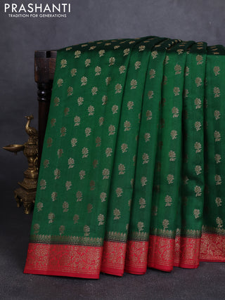 Chiniya silk saree green and maroon with allover thread & zari woven buttas and woven border