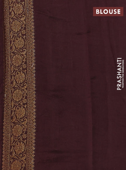 Chiniya silk saree mehendi green and coffee brown with allover thread & zari woven buttas and woven border
