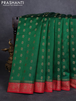 Chiniya silk saree green and maroon with allover thread & zari woven buttas and woven border