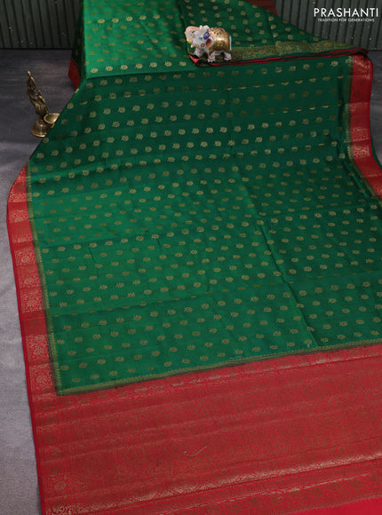 Chiniya silk saree green and maroon with allover thread & zari woven buttas and woven border