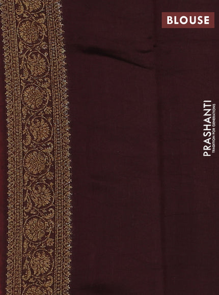 Chiniya silk saree orange and coffee brown with allover thread & zari woven buttas and woven border
