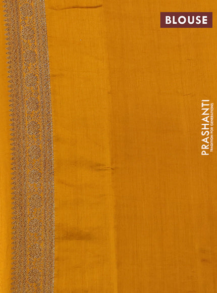 Chiniya silk saree coffee brown and mustard yellow with allover thread & zari woven buttas and woven border