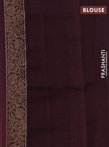 Chiniya silk saree green and coffee brown with allover thread & zari woven buttas and woven border