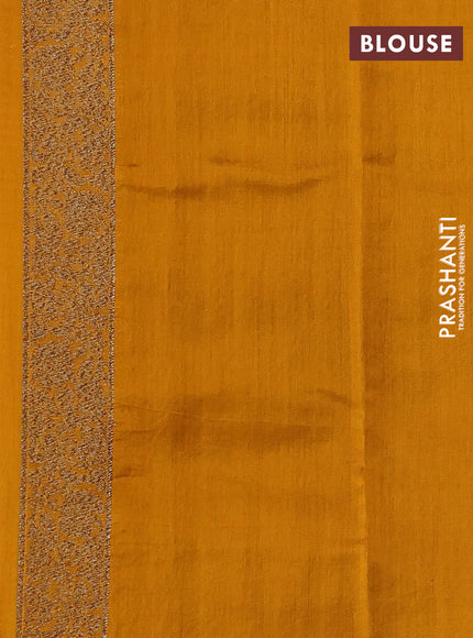 Chiniya silk saree deep coffee brown and mustard yellow with allover thread & zari woven buttas and woven border