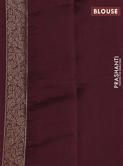 Chiniya silk saree green and coffee brown with allover thread & zari woven buttas and woven border