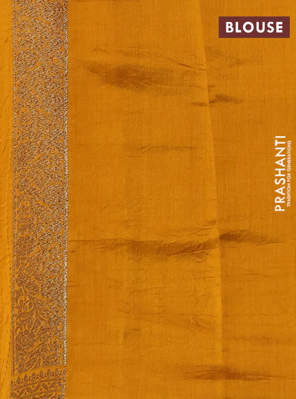 Chiniya silk saree coffee brown and mustard yellow with allover thread & zari woven buttas and woven border