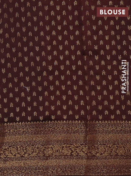 Chiniya silk saree orange and coffee brown with allover thread & zari woven buttas and woven border