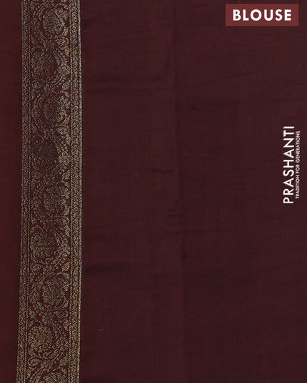 Chiniya silk saree orange and coffee brown with allover thread & zari woven buttas and woven border