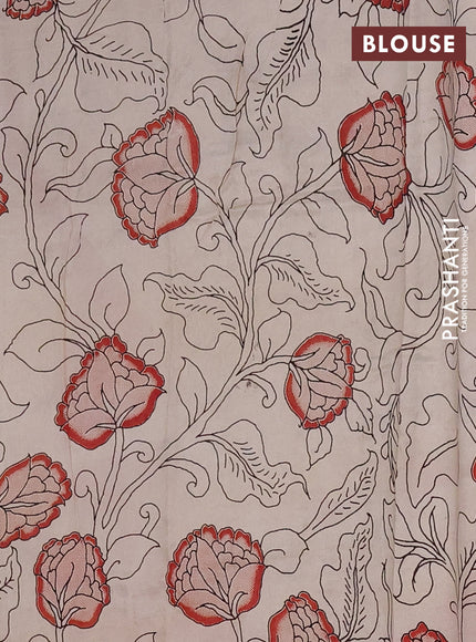 Kalamkari semi silk saree black with allover prints and mangalgiri border