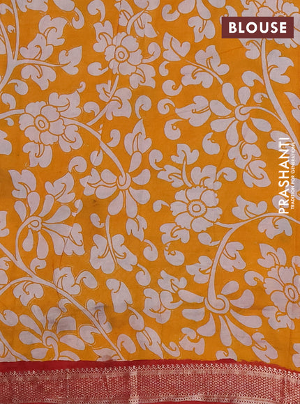 Kalamkari semi silk saree beige and maroon with allover prints and mangalgiri border