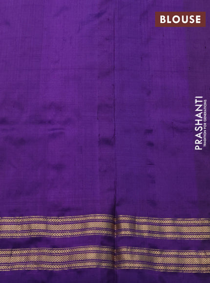 Pochampally silk saree pink orange and violet with allover ikat weaves and zari woven border