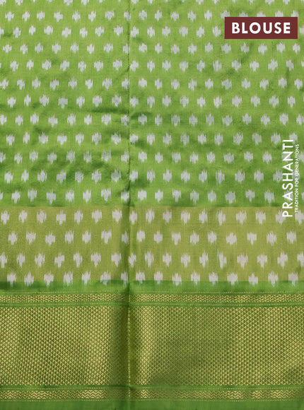 Pochampally silk saree light green with allover ikat weaves and zari woven border