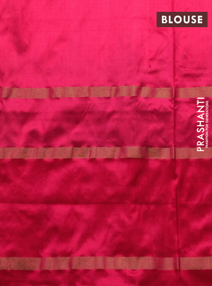 Pochampally silk saree off white and green pink with allover ikat woven buttas and rettapet zari ikat woven butta border