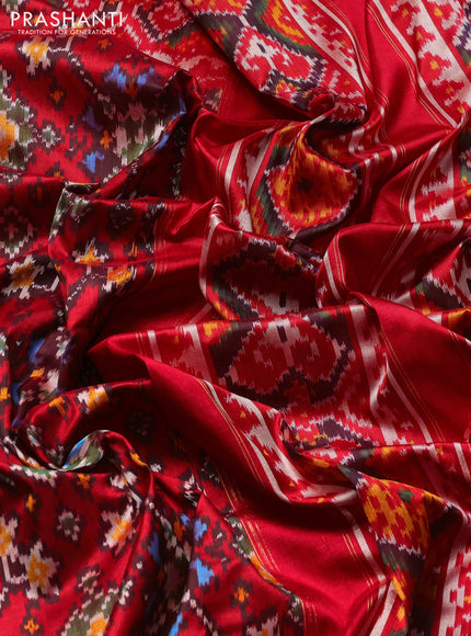Pochampally silk saree red with allover ikat weaves and zari woven border