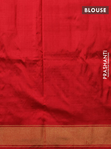 Pochampally silk saree deep purple and red with allover ikat weaves and ikat zari woven border
