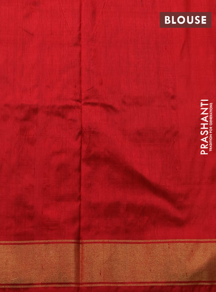 Pochampally silk saree pink and red with allover ikat weaves and ikat zari woven border