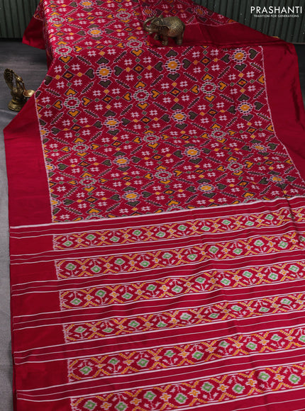 Pochampally silk saree maroon with allover ikat weaves and simple border
