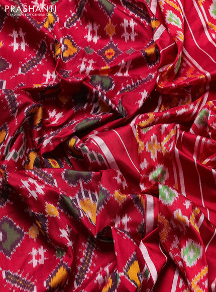 Pochampally silk saree maroon with allover ikat weaves and simple border