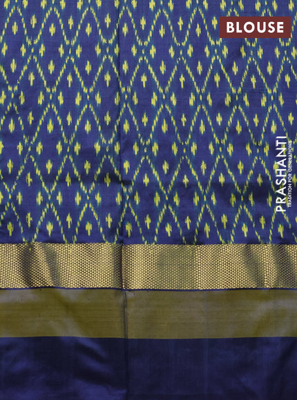 Pochampally silk saree light green with plain body and temple design zari woven simple border