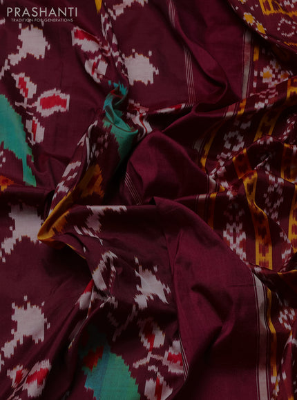 Pochampally silk saree deep maroon with allover ikat weaves and thread woven border