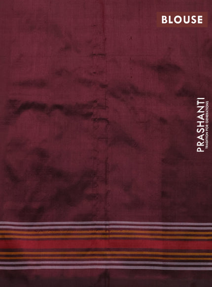 Pochampally silk saree deep wine with allover ikat weaves and thread woven border