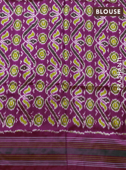 Pochampally silk saree purple and red with allover ikat woven buttas and ikat thread woven border