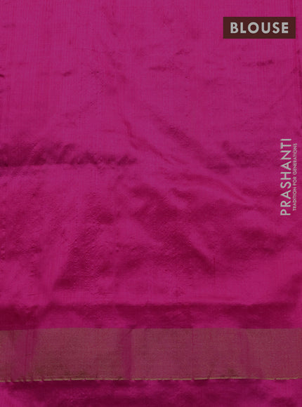 Pochampally silk saree deep purple and pink with allover ikat woven buttas and ikat zari woven border