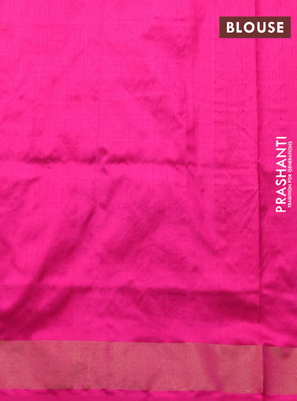 Pochampally silk saree mustard yellow and pink with allover ikat weaves and ikat zari woven border