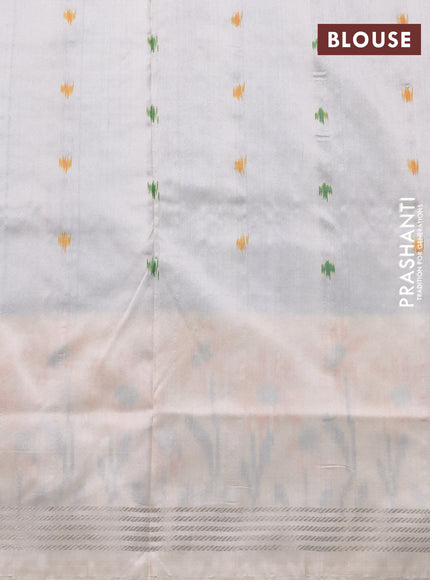 Pochampally silk saree dual shade of purple and off white with allover zari woven buttas and ikat woven border
