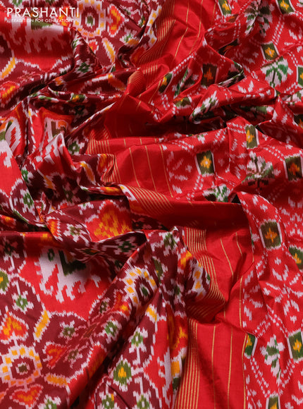 Pochampally silk saree maroon and red with allover ikat weaves and thread woven border