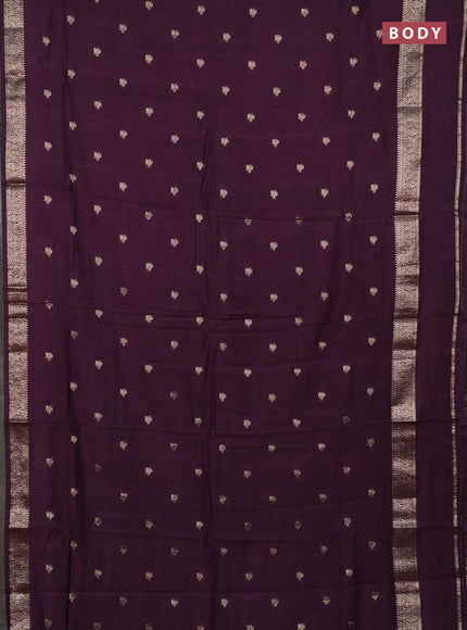 Semi chanderi saree deep wine shade and black with allover zari woven buttas and rettapet zari woven border