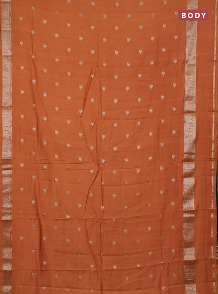 Semi chanderi saree rust shade and black with allover zari woven buttas and rettapet zari woven border