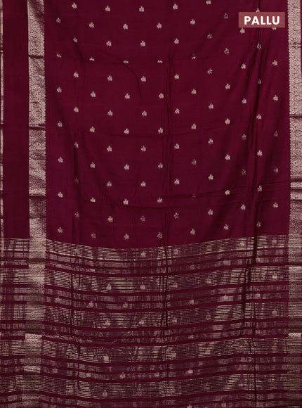 Semi chanderi saree wine shade and black with allover zari woven buttas and rettapet zari woven border