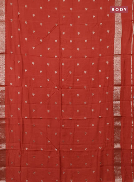 Semi chanderi saree rust shade and wine shade with allover zari woven buttas and rettapet zari woven border