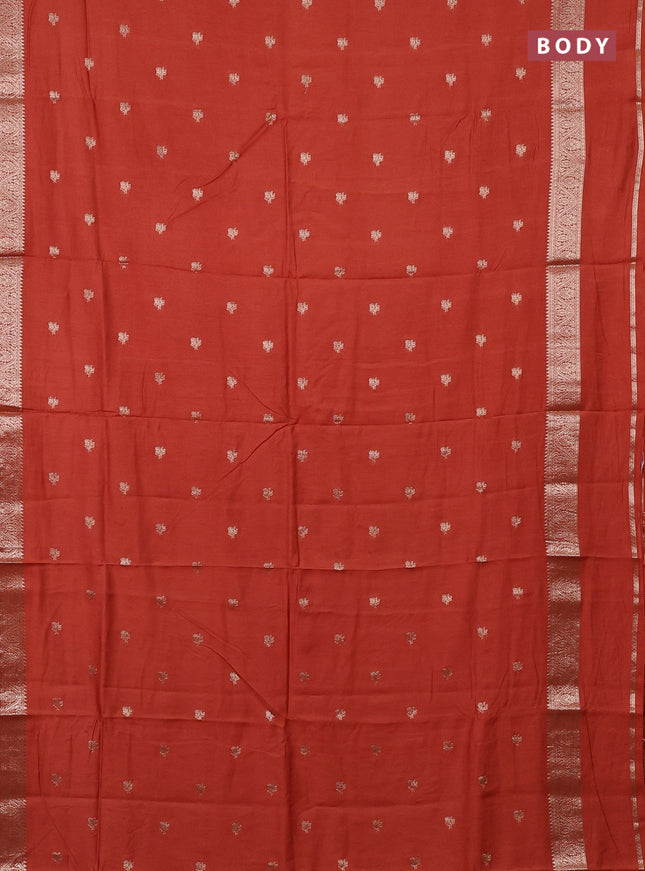Semi chanderi saree rust shade and wine shade with allover zari woven buttas and rettapet zari woven border
